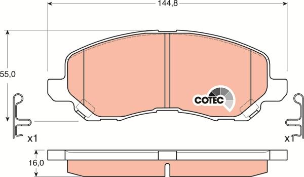 TRW GDB3287 - Комплект спирачно феродо, дискови спирачки vvparts.bg