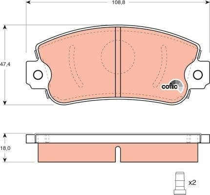 TRW GDB297 - Комплект спирачно феродо, дискови спирачки vvparts.bg