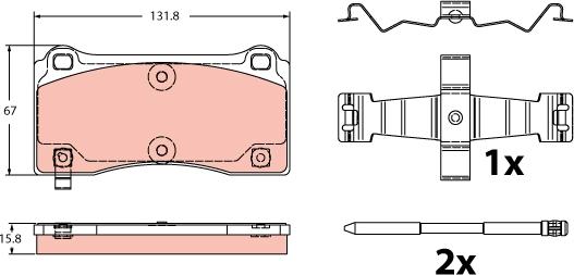 TRW GDB2448 - Комплект спирачно феродо, дискови спирачки vvparts.bg