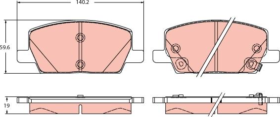 TRW GDB2407 - Комплект спирачно феродо, дискови спирачки vvparts.bg