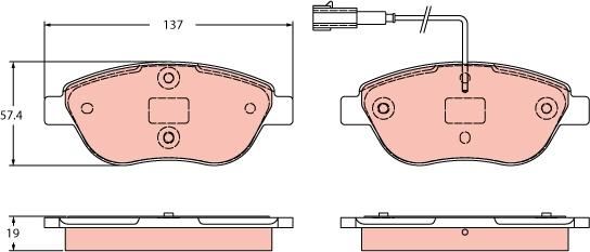 TRW GDB2421 - Комплект спирачно феродо, дискови спирачки vvparts.bg