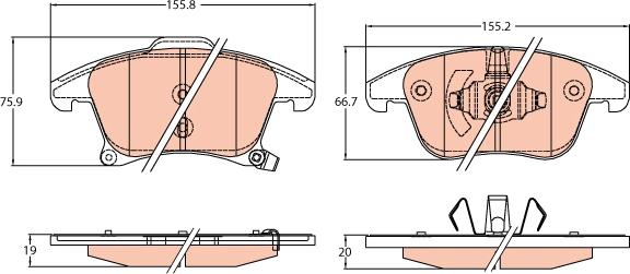 TRW GDB2092 - Комплект спирачно феродо, дискови спирачки vvparts.bg