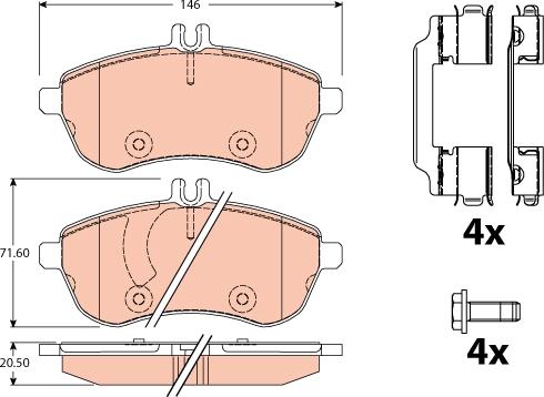 TRW GDB2056 - Комплект спирачно феродо, дискови спирачки vvparts.bg