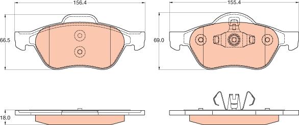 TRW GDB2053 - Комплект спирачно феродо, дискови спирачки vvparts.bg