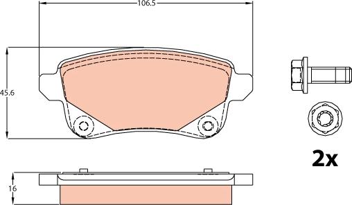 TRW GDB2082 - Комплект спирачно феродо, дискови спирачки vvparts.bg