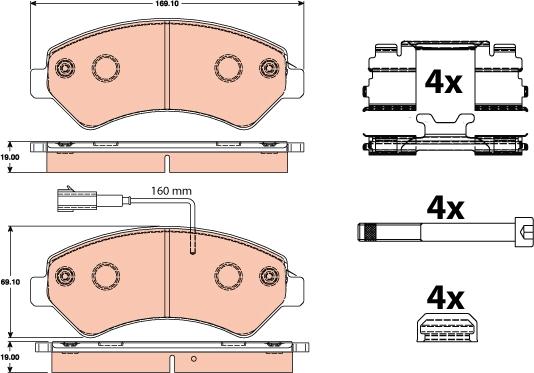 TRW GDB2072 - Комплект спирачно феродо, дискови спирачки vvparts.bg