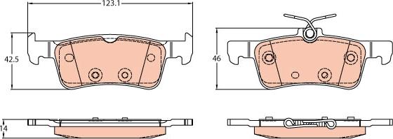 TRW GDB2194 - Комплект спирачно феродо, дискови спирачки vvparts.bg