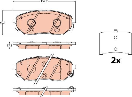 TRW GDB2195 - Комплект спирачно феродо, дискови спирачки vvparts.bg