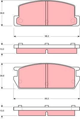 TRW GDB214 - Комплект спирачно феродо, дискови спирачки vvparts.bg