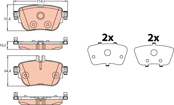 TRW GDB2155 - Комплект спирачно феродо, дискови спирачки vvparts.bg