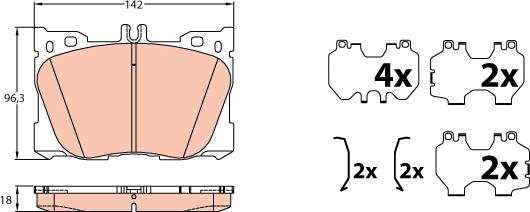 TRW GDB2150 - Комплект спирачно феродо, дискови спирачки vvparts.bg