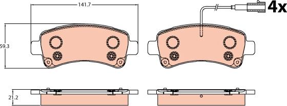 TRW GDB2106 - Комплект спирачно феродо, дискови спирачки vvparts.bg