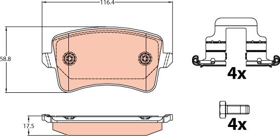 TRW GDB2107 - Комплект спирачно феродо, дискови спирачки vvparts.bg