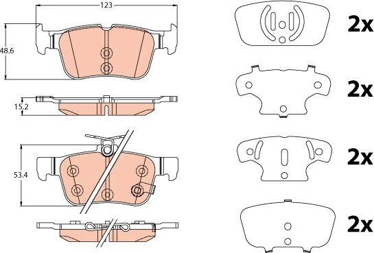 TRW GDB2115 - Комплект спирачно феродо, дискови спирачки vvparts.bg