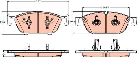 TRW GDB2113 - Комплект спирачно феродо, дискови спирачки vvparts.bg