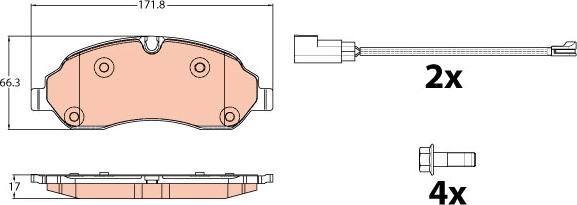 TRW GDB2117 - Комплект спирачно феродо, дискови спирачки vvparts.bg