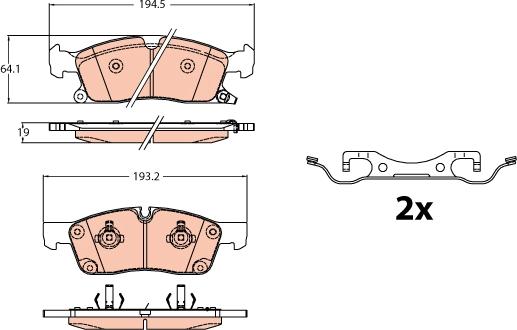 TRW GDB2130 - Комплект спирачно феродо, дискови спирачки vvparts.bg