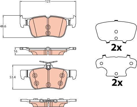 TRW GDB2133 - Комплект спирачно феродо, дискови спирачки vvparts.bg