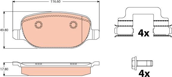 TRW GDB2129 - Комплект спирачно феродо, дискови спирачки vvparts.bg