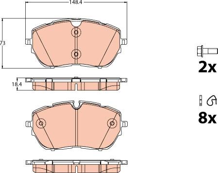 TRW GDB2121 - Комплект спирачно феродо, дискови спирачки vvparts.bg