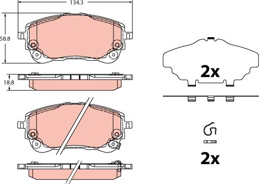 TRW GDB2349 - Комплект спирачно феродо, дискови спирачки vvparts.bg