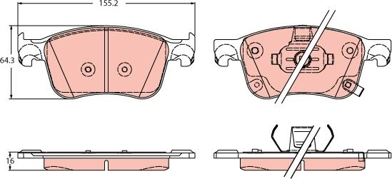 TRW GDB2342 - Комплект спирачно феродо, дискови спирачки vvparts.bg