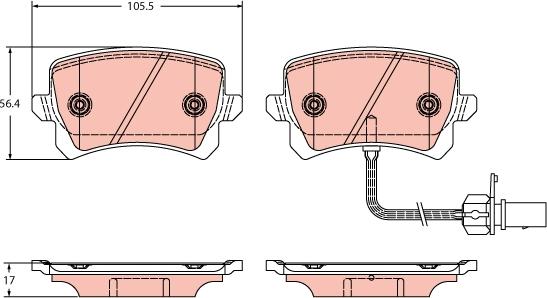 TRW GDB2389 - Комплект спирачно феродо, дискови спирачки vvparts.bg