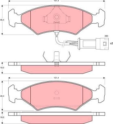 TRW GDB238 - Комплект спирачно феродо, дискови спирачки vvparts.bg