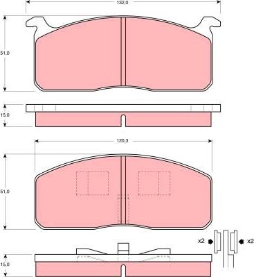 TRW GDB233 - Комплект спирачно феродо, дискови спирачки vvparts.bg