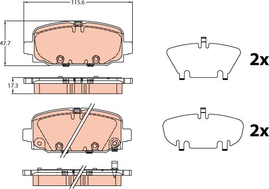 TRW GDB2321 - Комплект спирачно феродо, дискови спирачки vvparts.bg