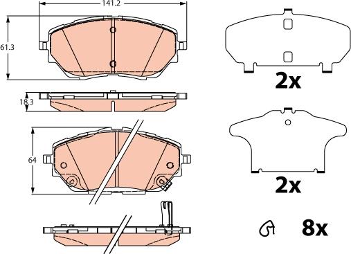 TRW GDB2290 - Комплект спирачно феродо, дискови спирачки vvparts.bg