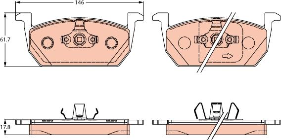 TRW GDB2266 - Комплект спирачно феродо, дискови спирачки vvparts.bg