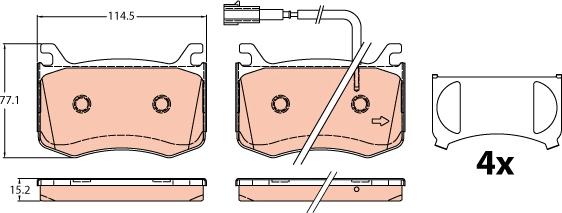 TRW GDB2205 - Комплект спирачно феродо, дискови спирачки vvparts.bg