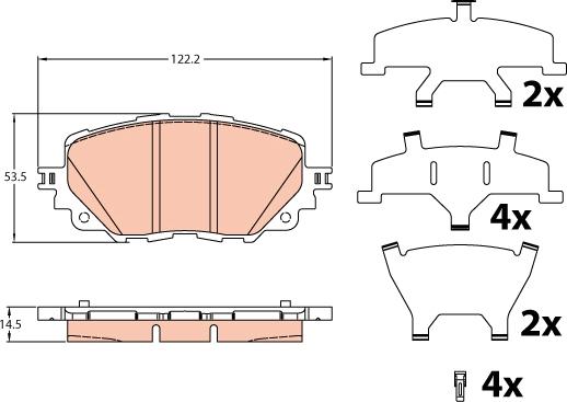 TRW GDB2200 - Комплект спирачно феродо, дискови спирачки vvparts.bg