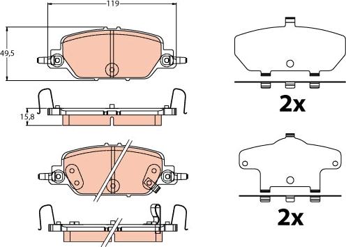 TRW GDB2217 - Комплект спирачно феродо, дискови спирачки vvparts.bg