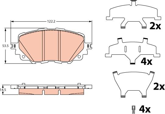 TRW GDB2285 - Комплект спирачно феродо, дискови спирачки vvparts.bg