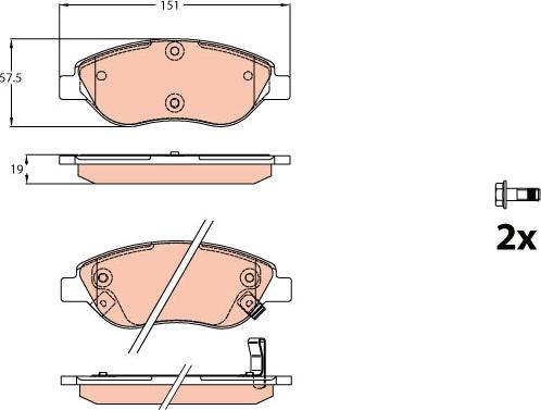 TRW GDB2228 - Комплект спирачно феродо, дискови спирачки vvparts.bg