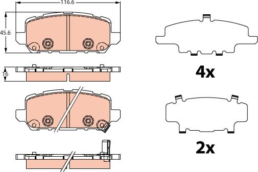 TRW GDB2279 - Комплект спирачно феродо, дискови спирачки vvparts.bg