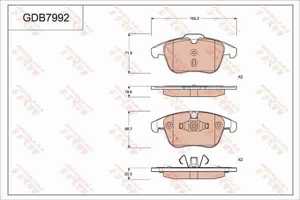 TRW GDB7992 - Комплект спирачно феродо, дискови спирачки vvparts.bg