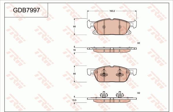 TRW GDB7997AT - Комплект спирачно феродо, дискови спирачки vvparts.bg