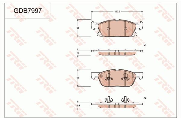 TRW GDB7997 - Комплект спирачно феродо, дискови спирачки vvparts.bg