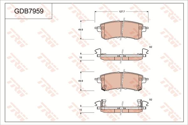 TRW GDB7959 - Комплект спирачно феродо, дискови спирачки vvparts.bg