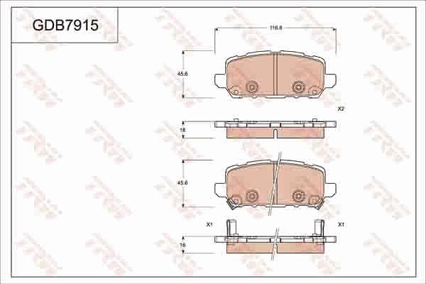 TRW GDB7915AT - Комплект спирачно феродо, дискови спирачки vvparts.bg