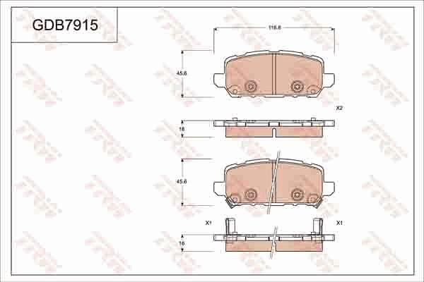 TRW GDB7915 - Комплект спирачно феродо, дискови спирачки vvparts.bg