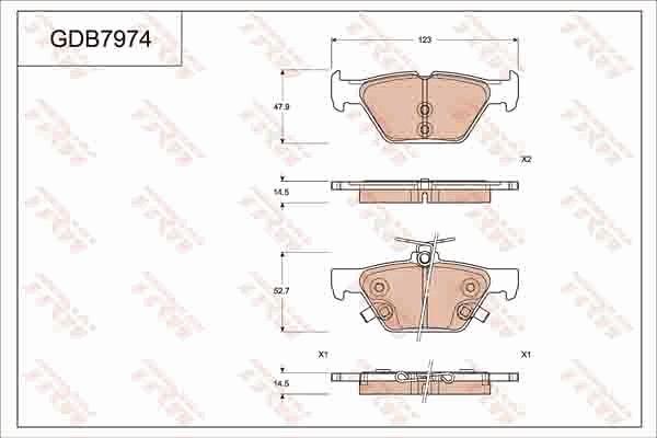 TRW GDB7974 - Комплект спирачно феродо, дискови спирачки vvparts.bg