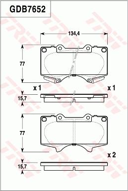 TRW GDB7652 - Комплект спирачно феродо, дискови спирачки vvparts.bg