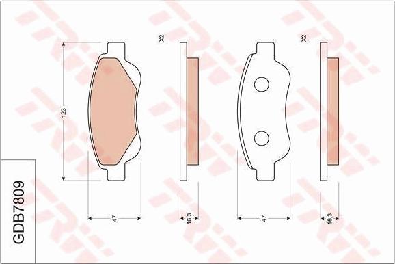 TRW GDB7809 - Комплект спирачно феродо, дискови спирачки vvparts.bg