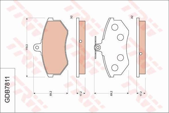 TRW GDB7811 - Комплект спирачно феродо, дискови спирачки vvparts.bg