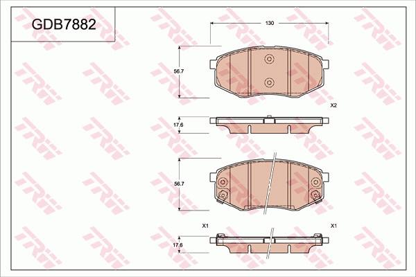 TRW GDB7882 - Комплект спирачно феродо, дискови спирачки vvparts.bg