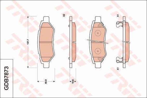 TRW GDB7873 - Комплект спирачно феродо, дискови спирачки vvparts.bg